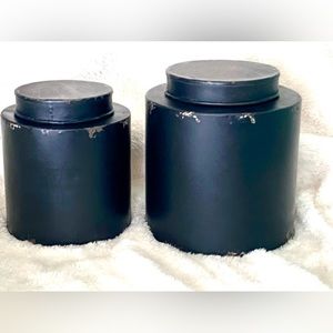 Pair of Steampunk type Metal Containers